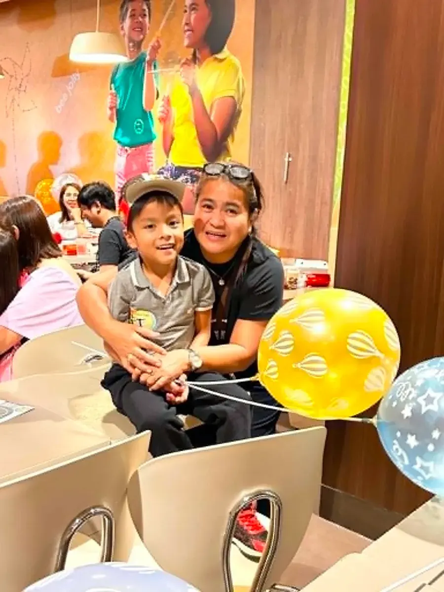 Olive Francisco with her son EJ